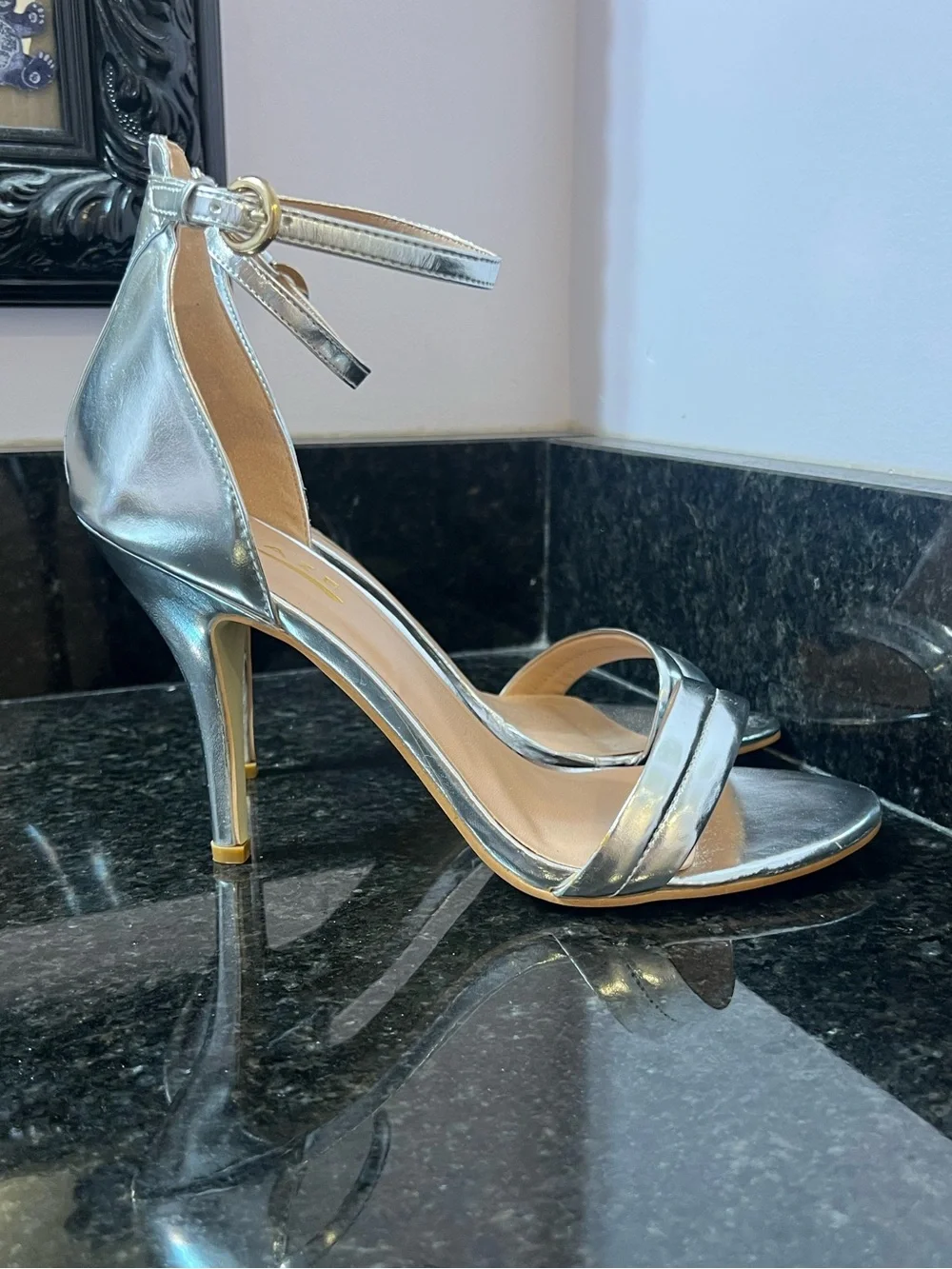 Silver Ankle-Strap High Heels